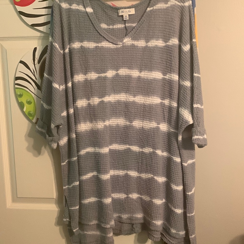 Short sleeve waffle tunic